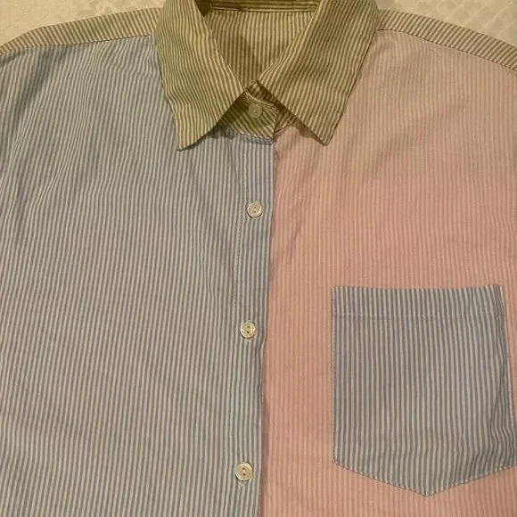 Multi-color Color Block Button down - Picture 8 of 9